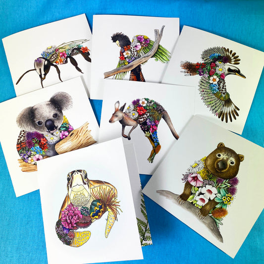 Watercolour Australian Native Animal Greeting Card Pack of 7