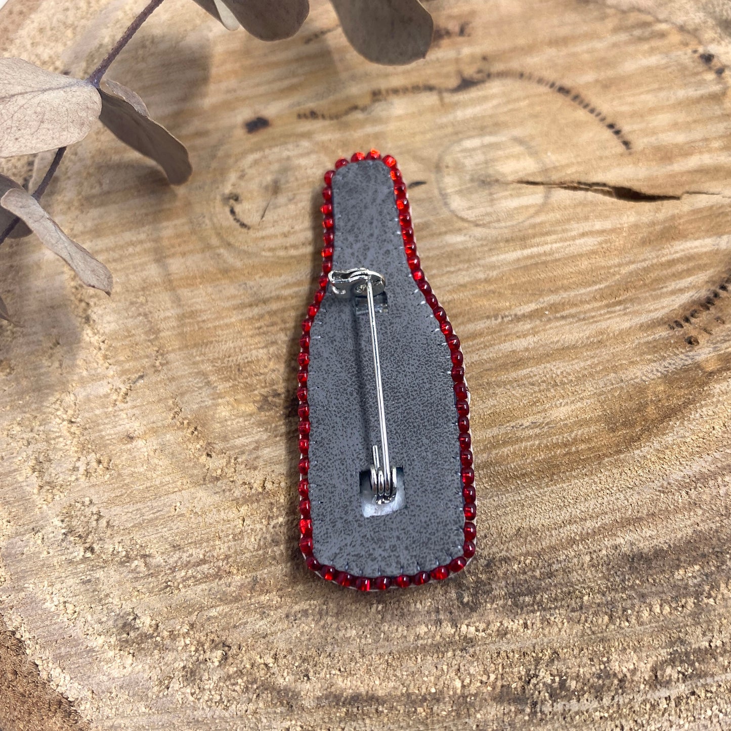 Wine Bottle Beaded Brooch