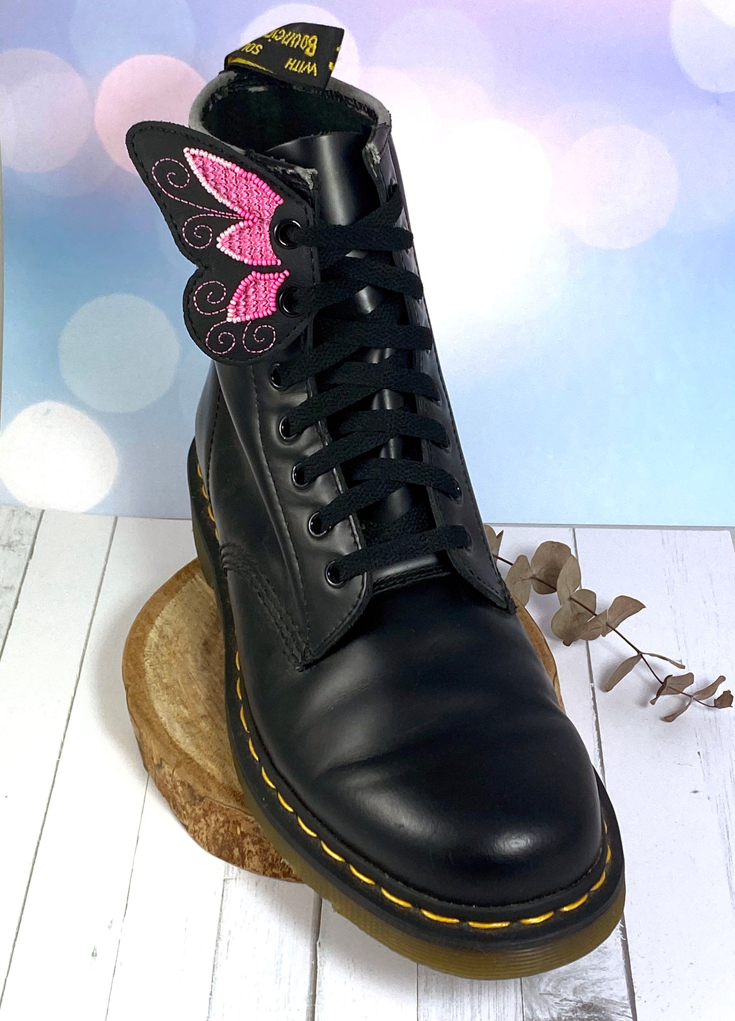 Shoe Wings - Pink and Black Butterfly