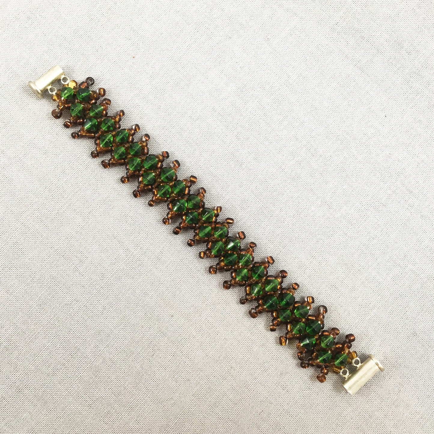 Green and Brown Beaded Bracelet