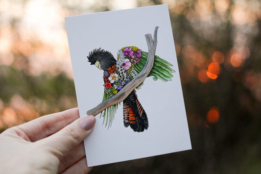 Watercolour Black Cockatoo Greeting Card