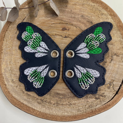 Shoe Wings - Green & Gold or Silver Butterfly