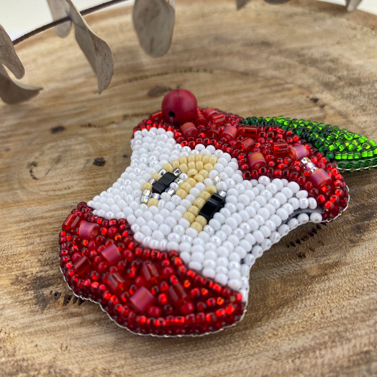 Apple Beaded Brooch