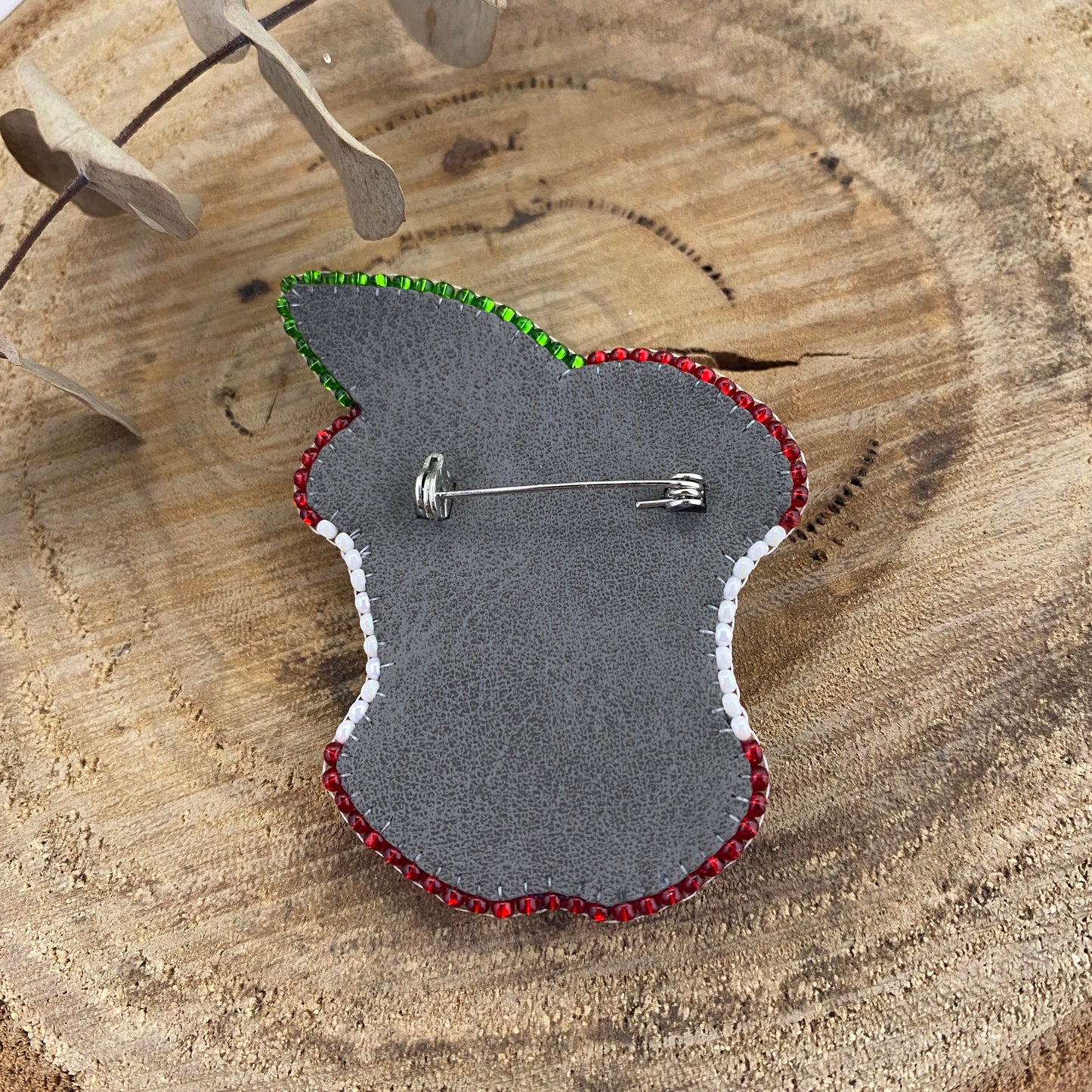 Apple Beaded Brooch