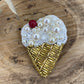 Ice Cream Beaded Brooch