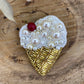 Ice Cream Beaded Brooch