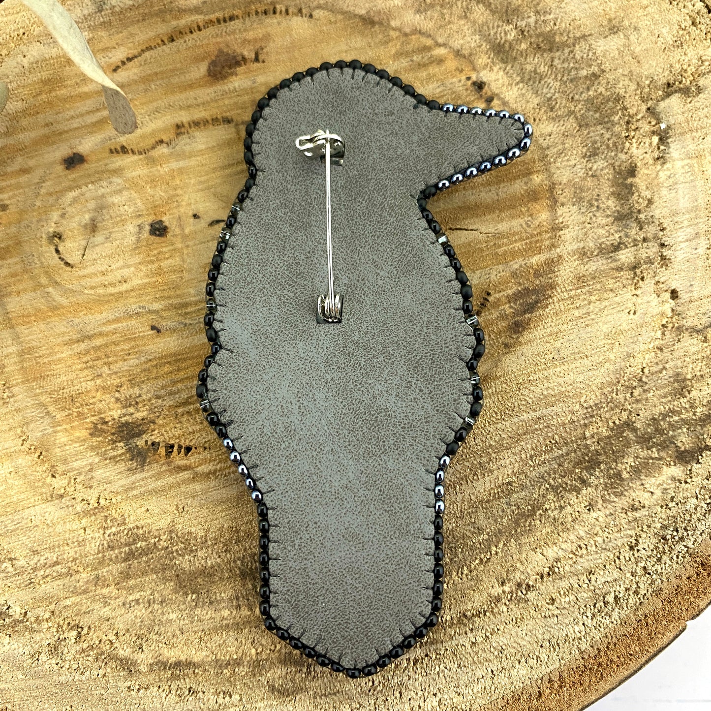 Crow Beaded Brooch