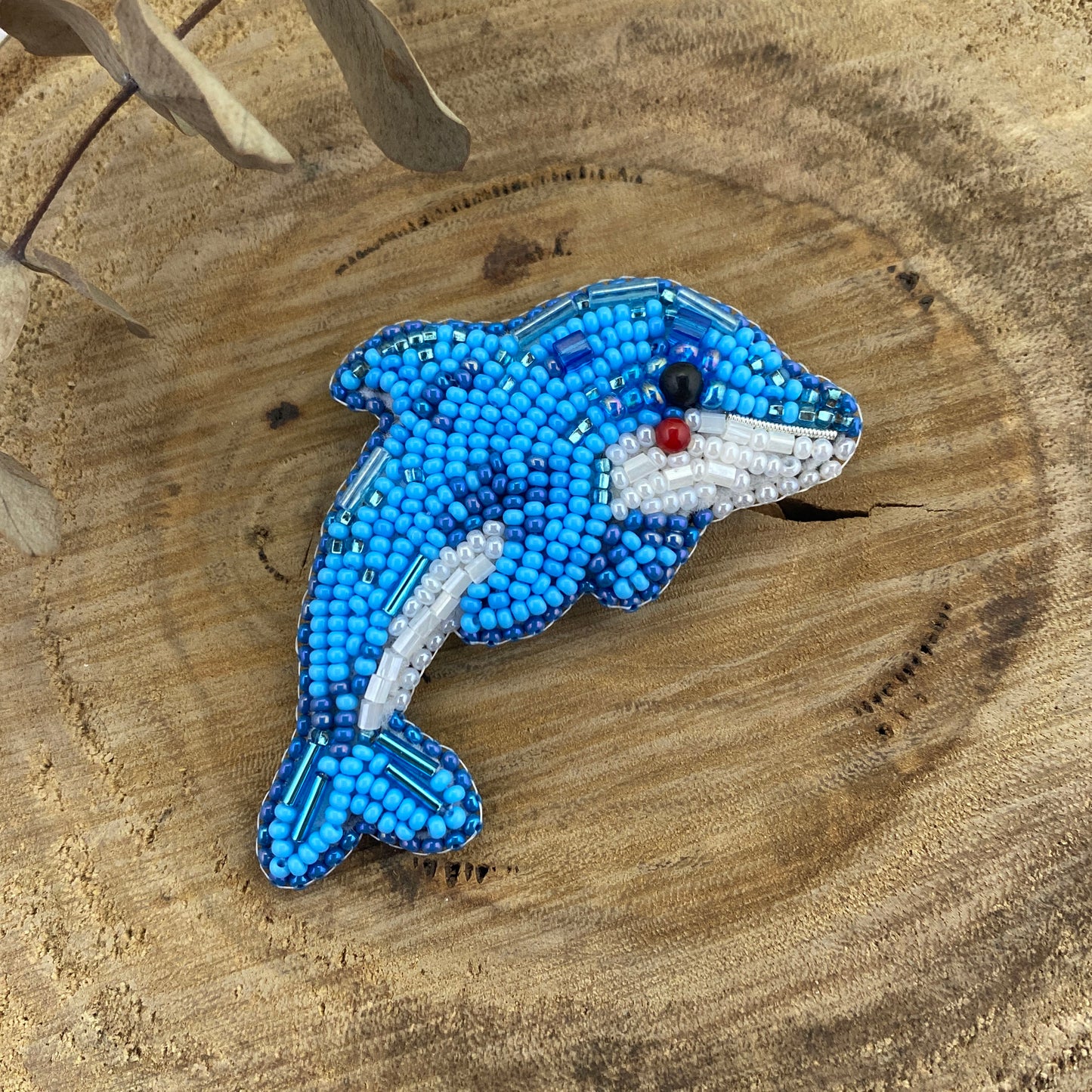 Dolphin Beaded Brooch