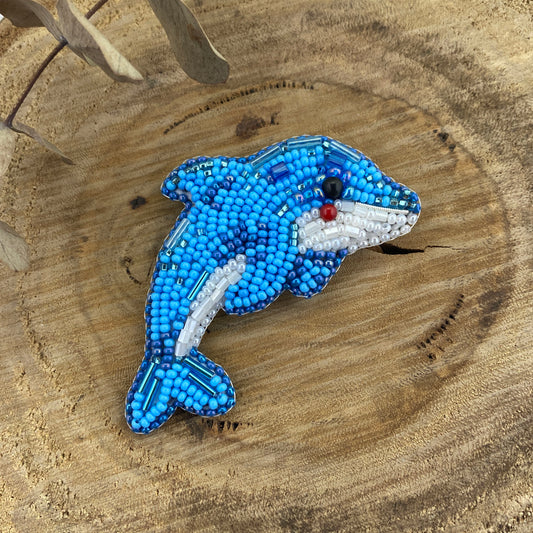 Dolphin Beaded Brooch