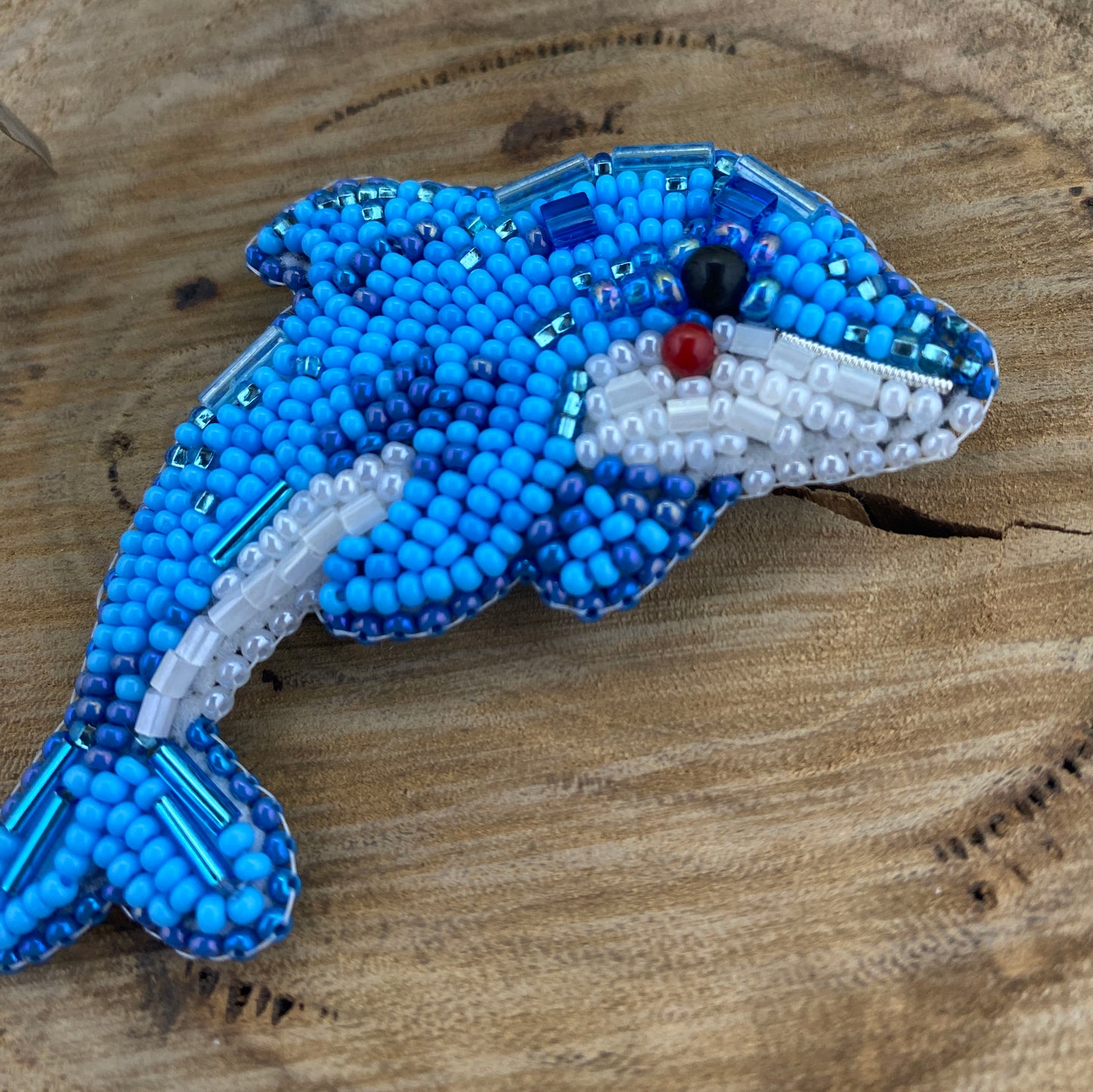 Dolphin Beaded Brooch