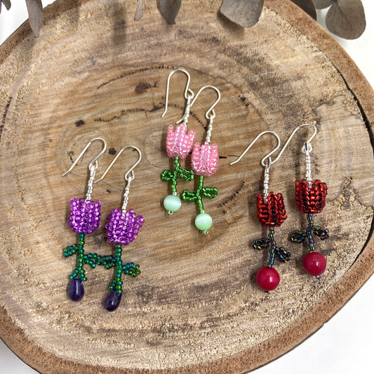 Tulip Beaded Earrings