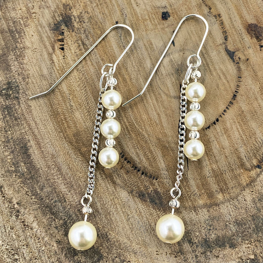 White Pearls Dangle Earrings