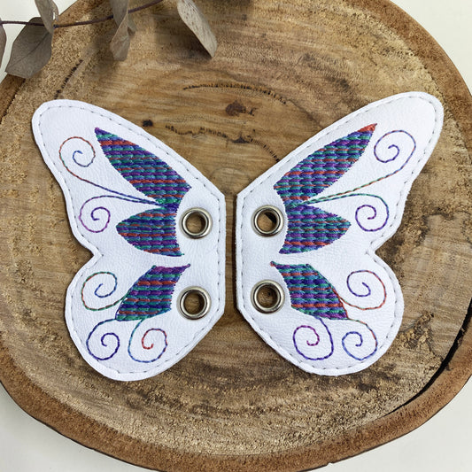 Shoe Wings - Rainbow and White Butterfly