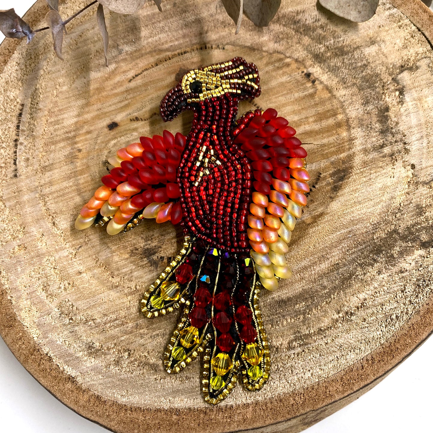 Phoenix Beaded Brooch