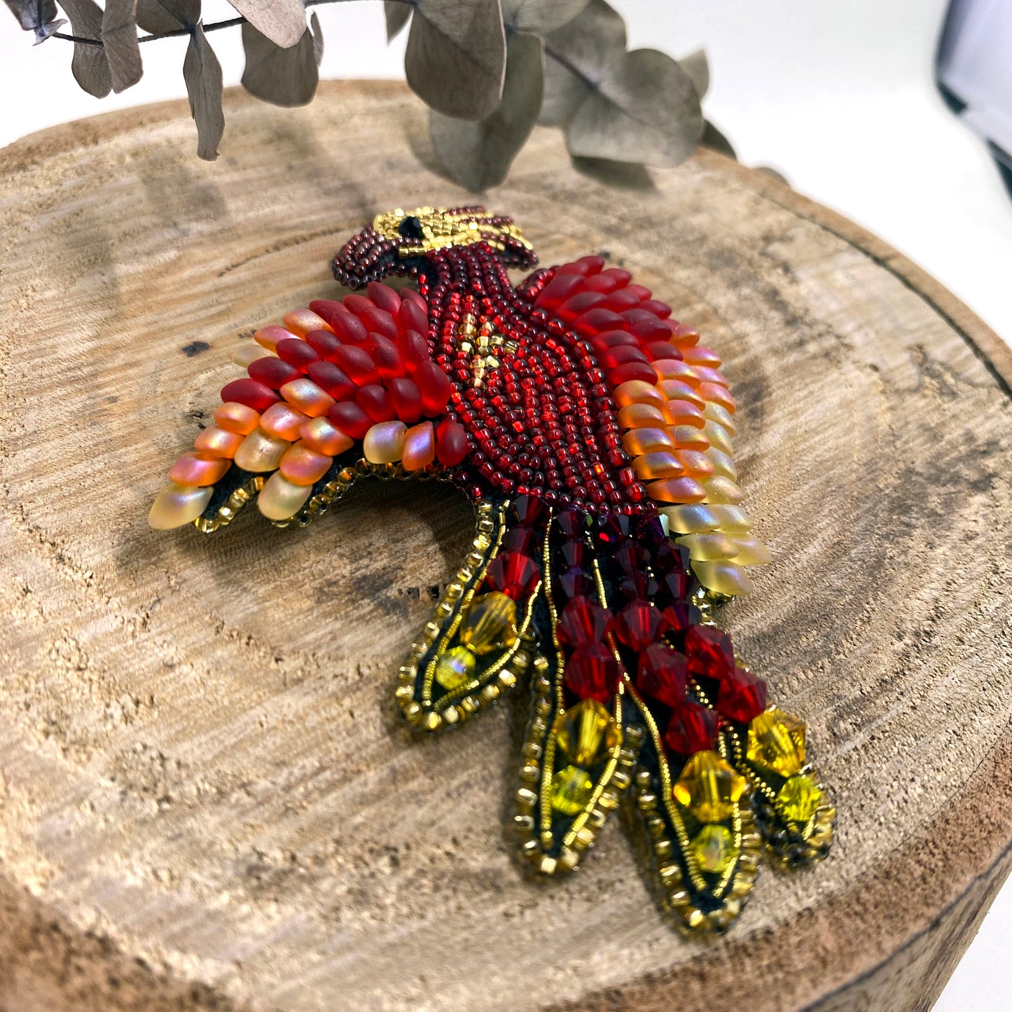 Phoenix Beaded Brooch