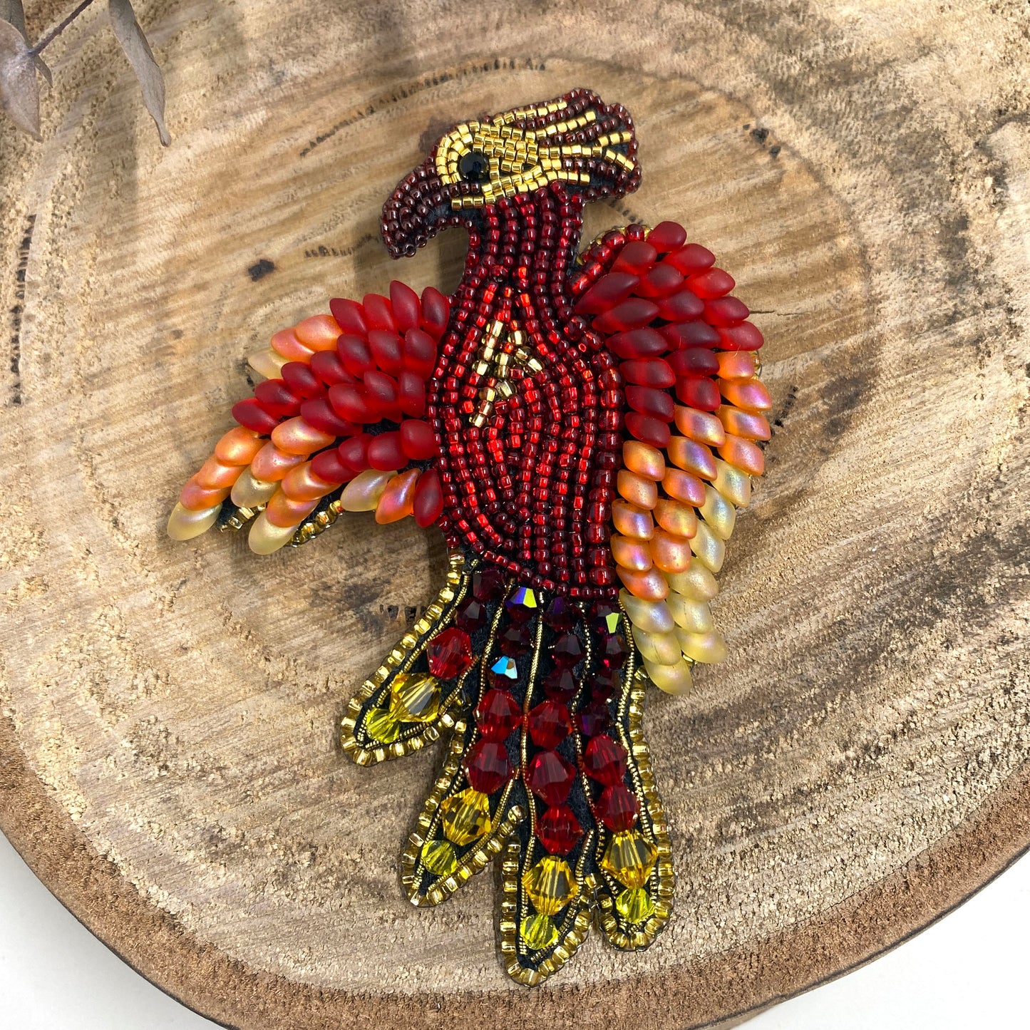 Phoenix Beaded Brooch