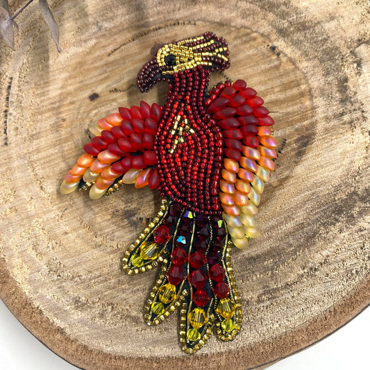 Phoenix Beaded Brooch