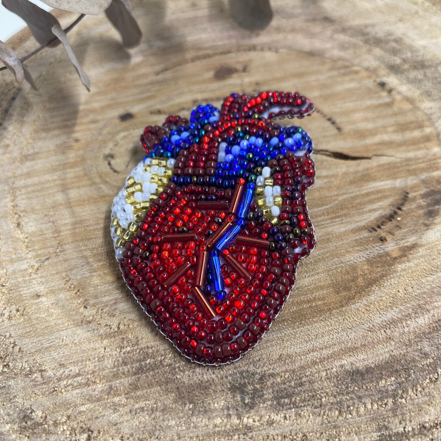 Heart Beaded Brooch