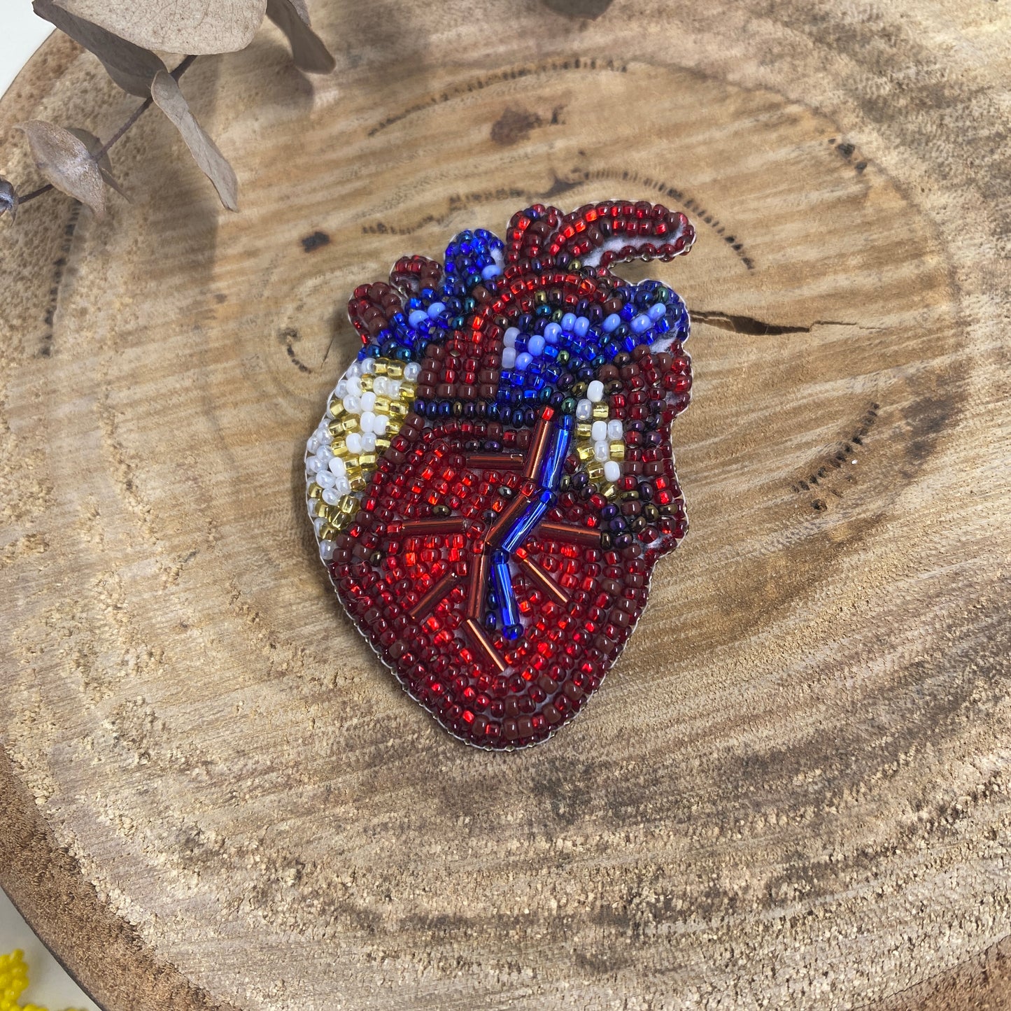 Heart Beaded Brooch