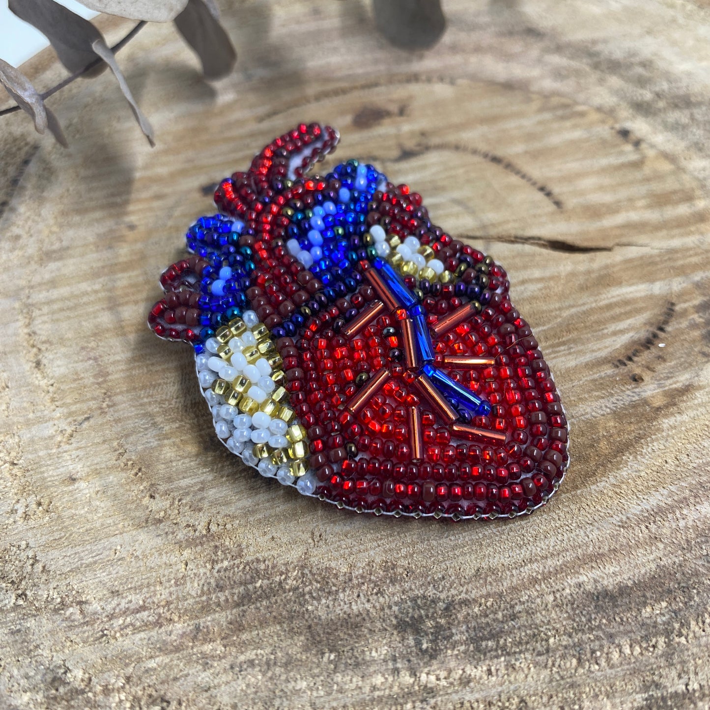 Heart Beaded Brooch