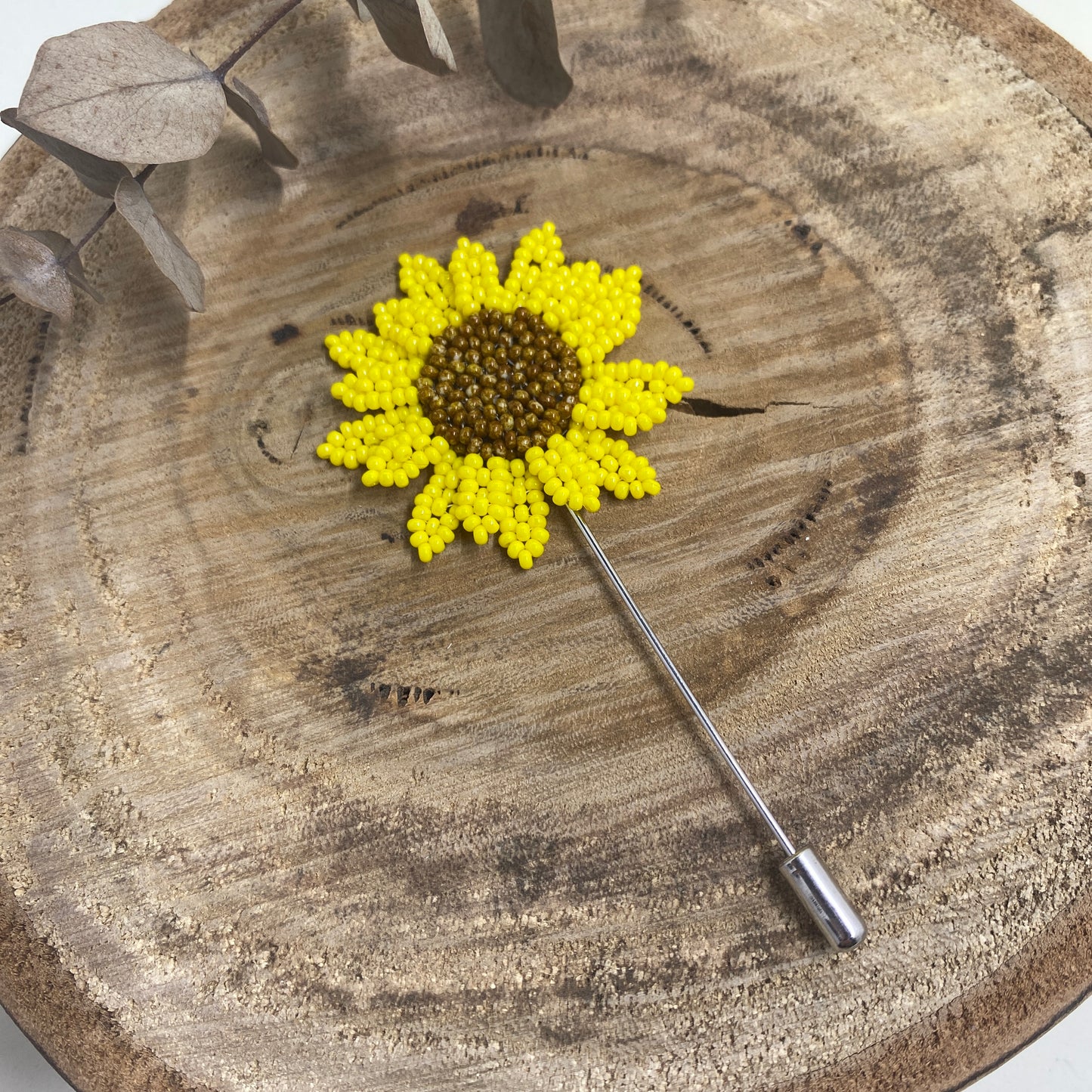 Sunflower Beaded Brooch / Hat Pin