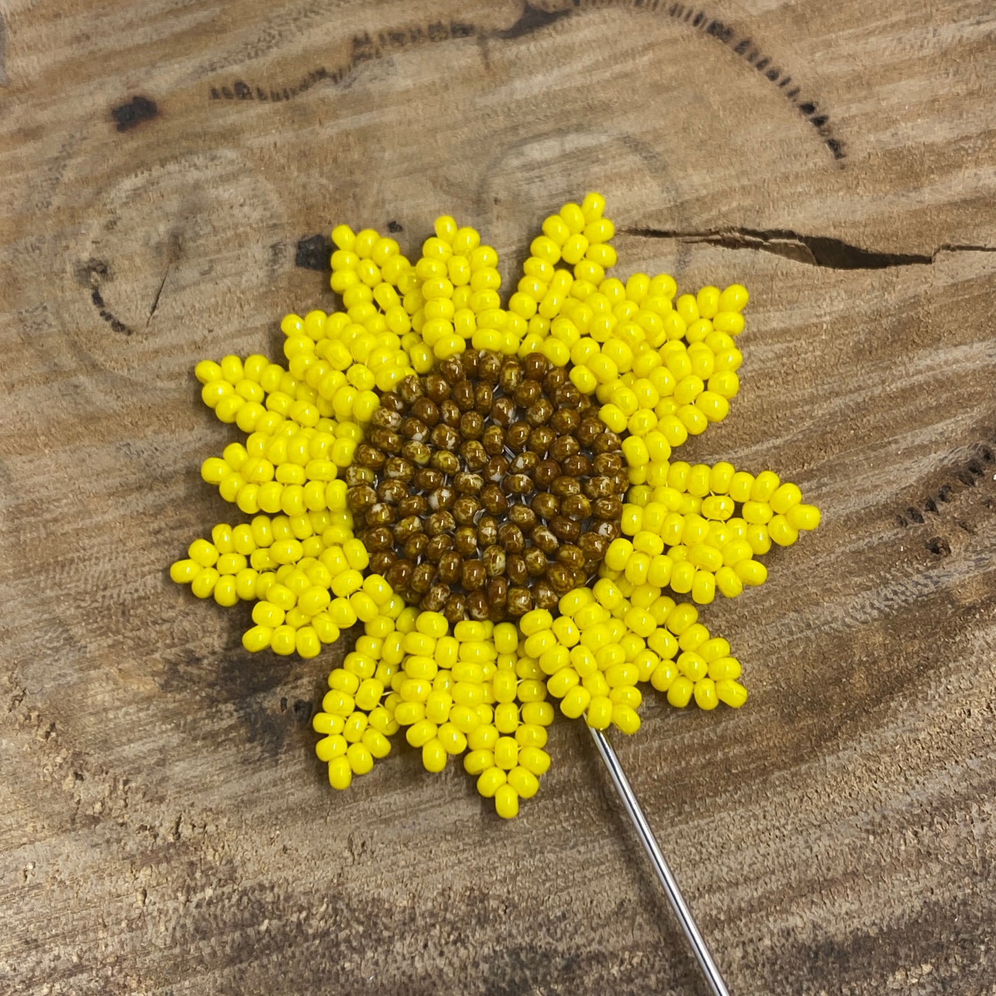 Sunflower Beaded Brooch / Hat Pin