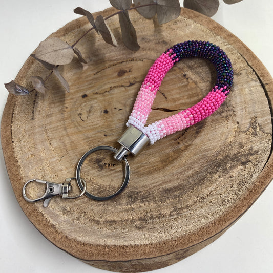 Pink Beaded Keyring