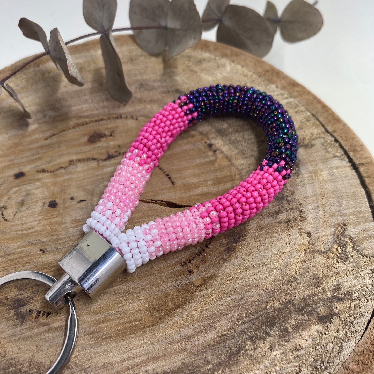 Pink Beaded Keyring