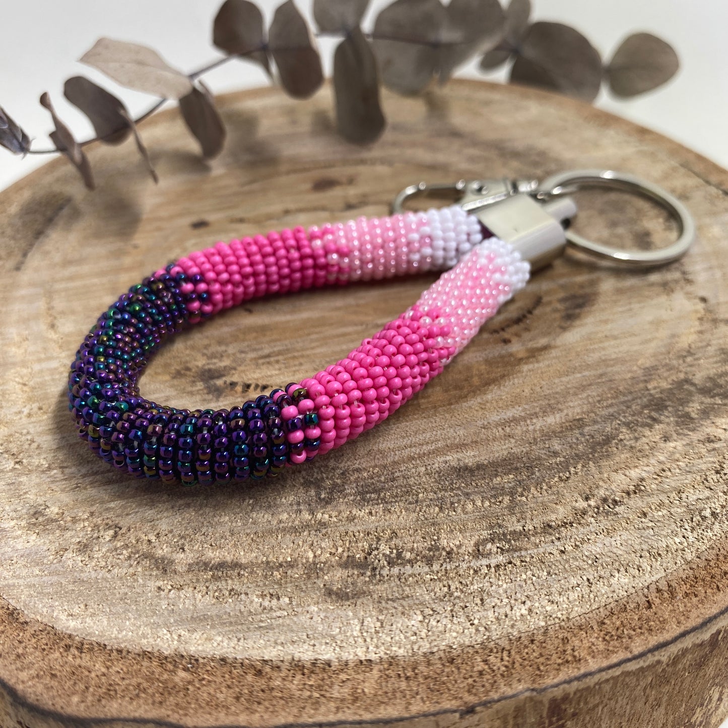 Pink Beaded Keyring