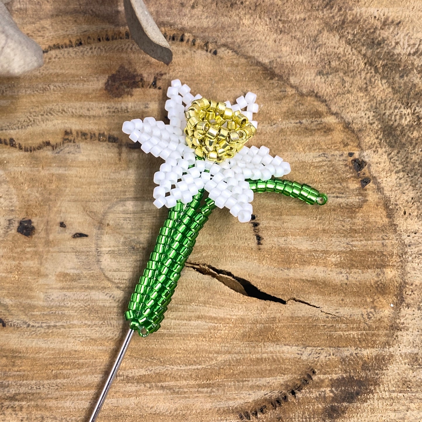Daffodil Beaded Brooch / Hat Pin