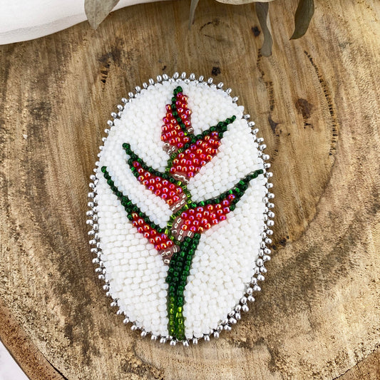 Heliconia Beaded Brooch