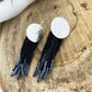 Silver Circle with Black Beaded Fringe Earrings