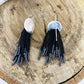 Silver Circle with Black Beaded Fringe Earrings