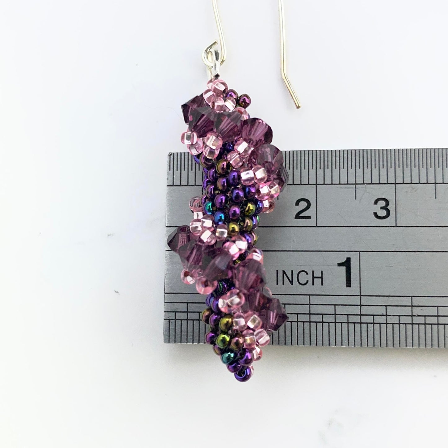 Spiral Beaded Earrings - Purple & Pink