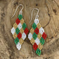 Christmas Diamond-shaped Beaded Earrings