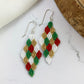 Christmas Diamond-shaped Beaded Earrings
