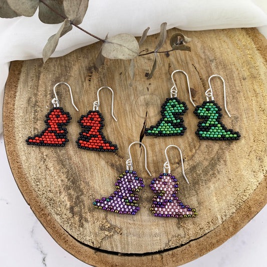 Dinosaur Beaded Earrings