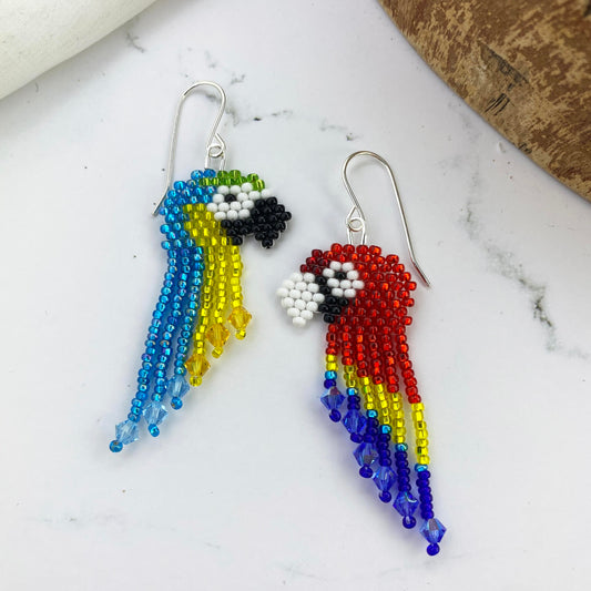 Macaw Bird Beaded Earrings