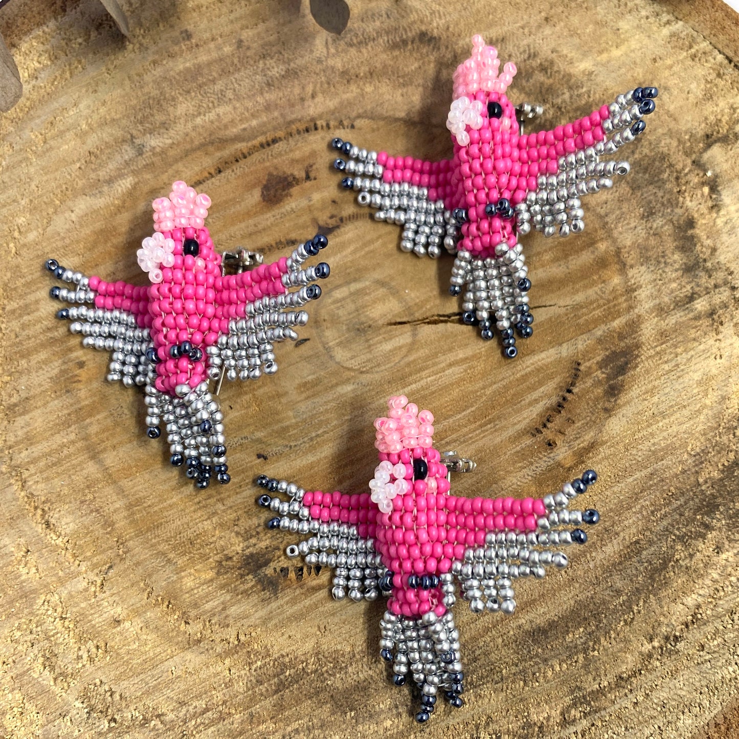 3D Bird Beaded Brooches