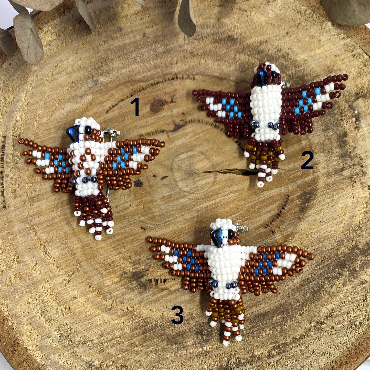 3D Bird Beaded Brooches