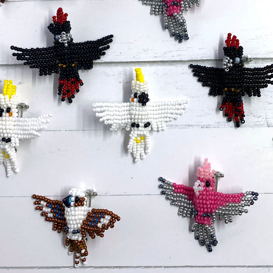 3D Bird Beaded Brooches