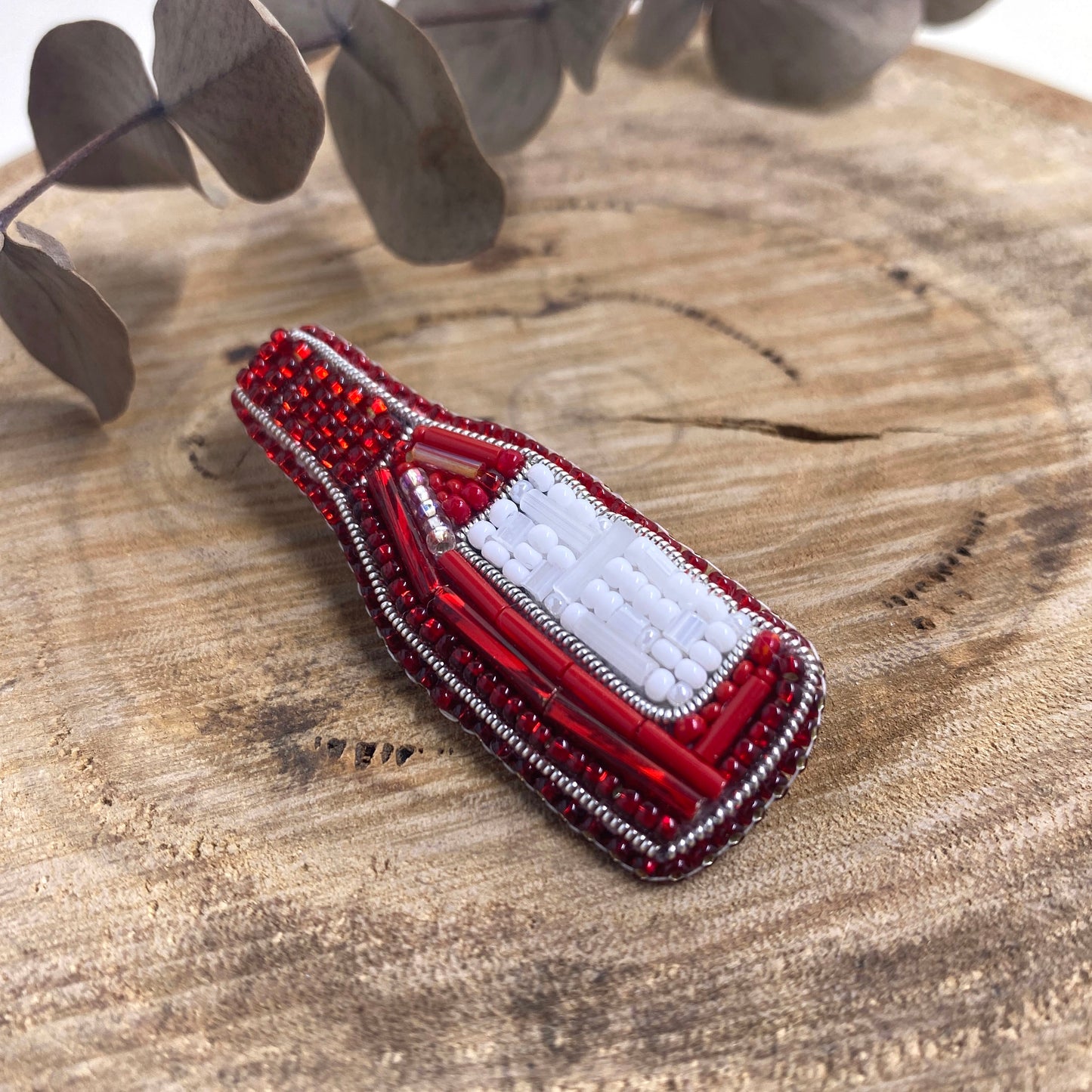 Wine Bottle Beaded Brooch