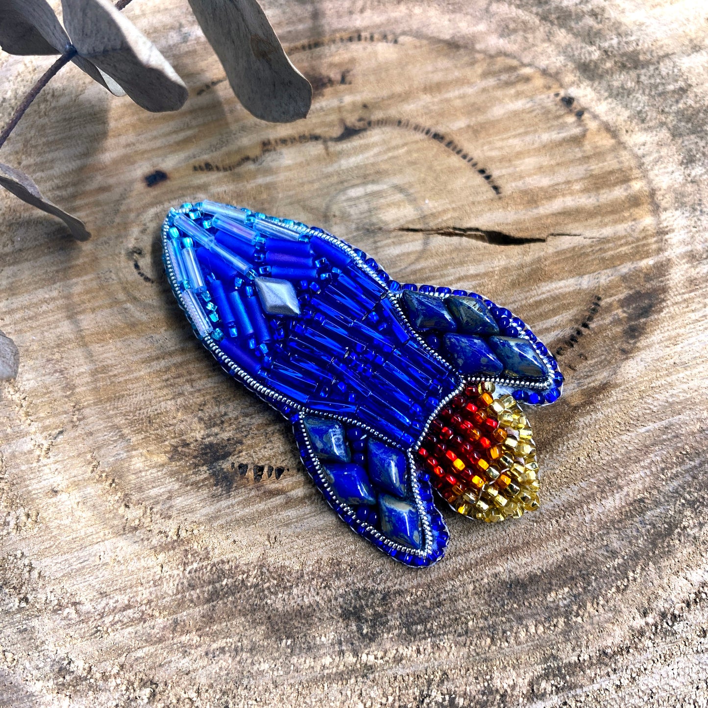 Rocket Beaded Brooch