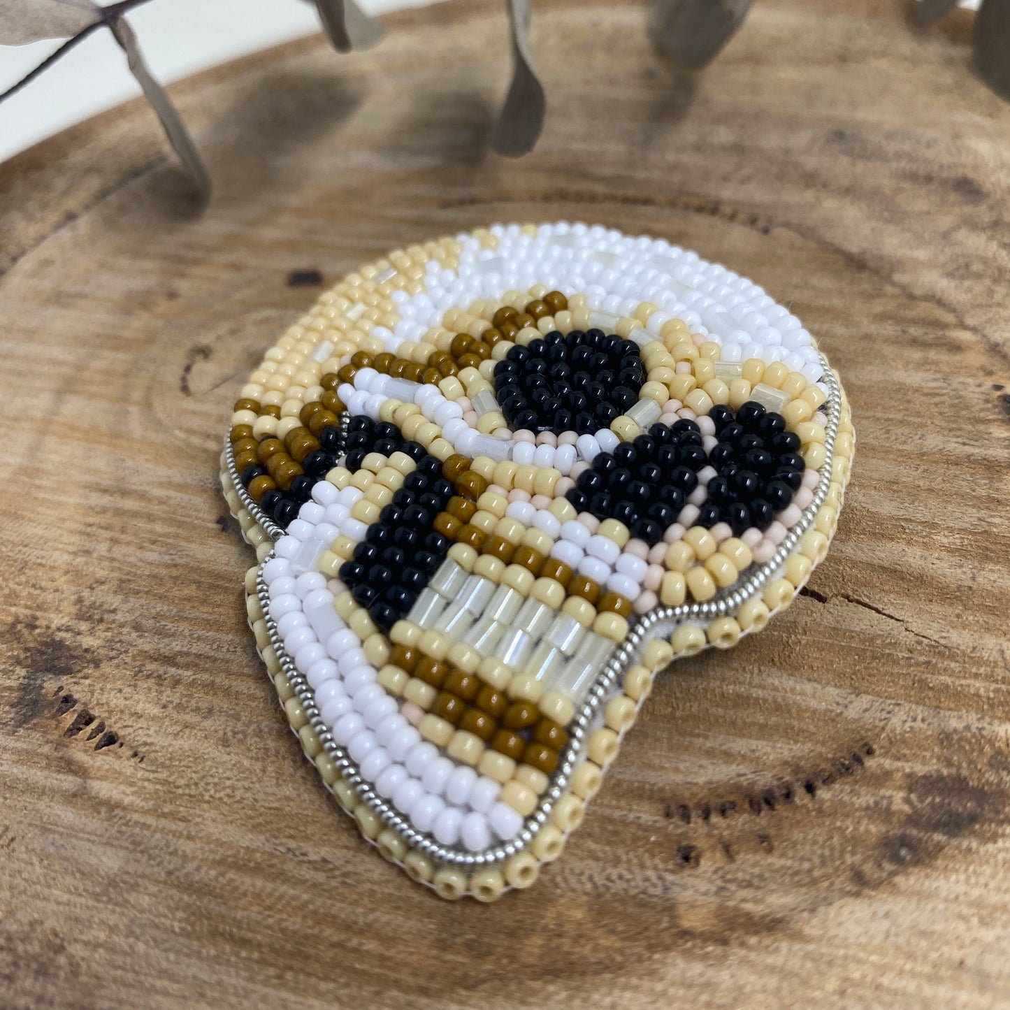 Skull Beaded Brooch