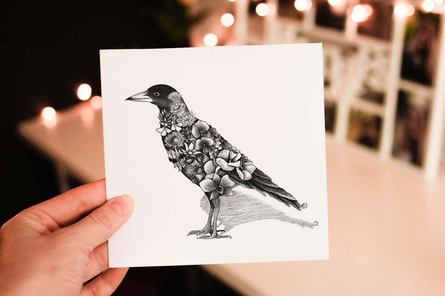 Watercolour Magpie Greeting Card