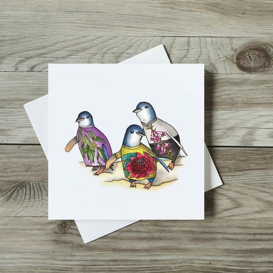 Watercolour Penguins Greeting Card