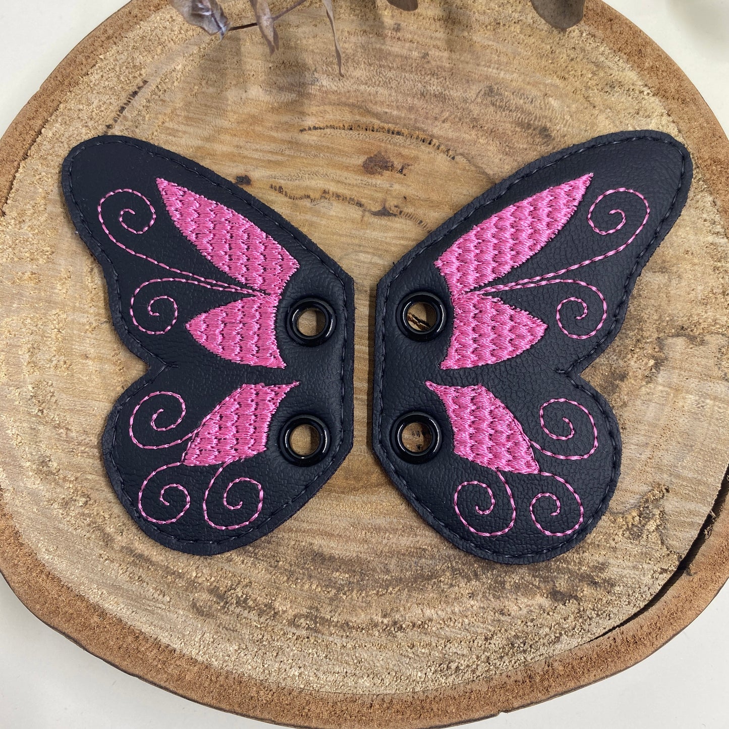 Shoe Wings - Pink and Black Butterfly