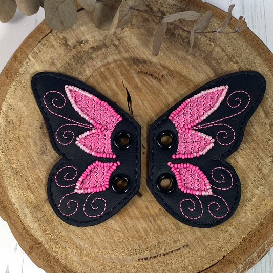 Shoe Wings - Pink and Black Butterfly