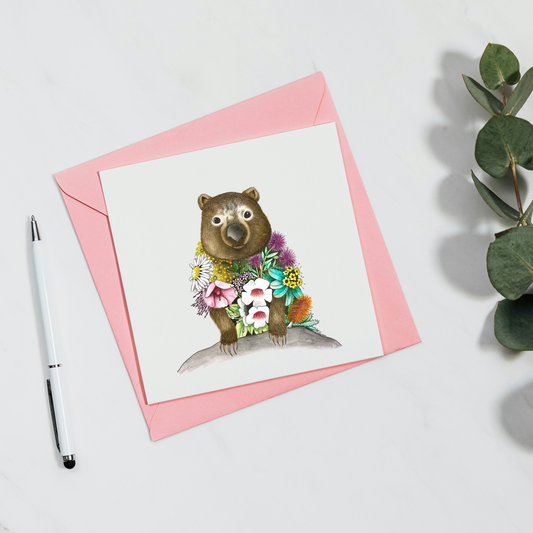 Watercolour Wombat Greeting Card