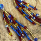 Blue, Red & Yellow Fringe Dangle Earrings